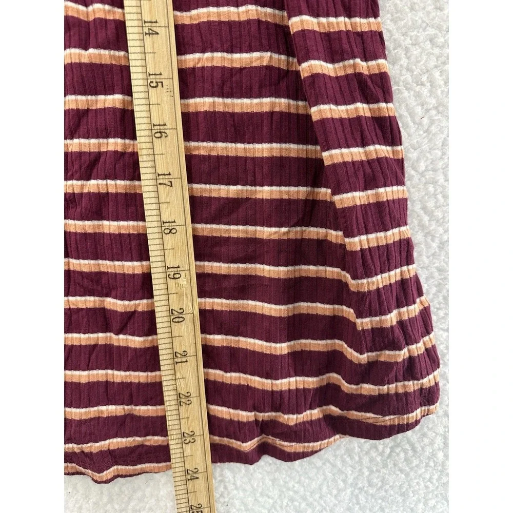 Jenni Intimates Cami‎ Top Striped Ribbed Sleeveless Casual Burgundy Size S